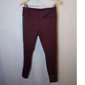 VUORI Burgundy Gray Performance Leggings High Waist Athleisure Yoga Activewear